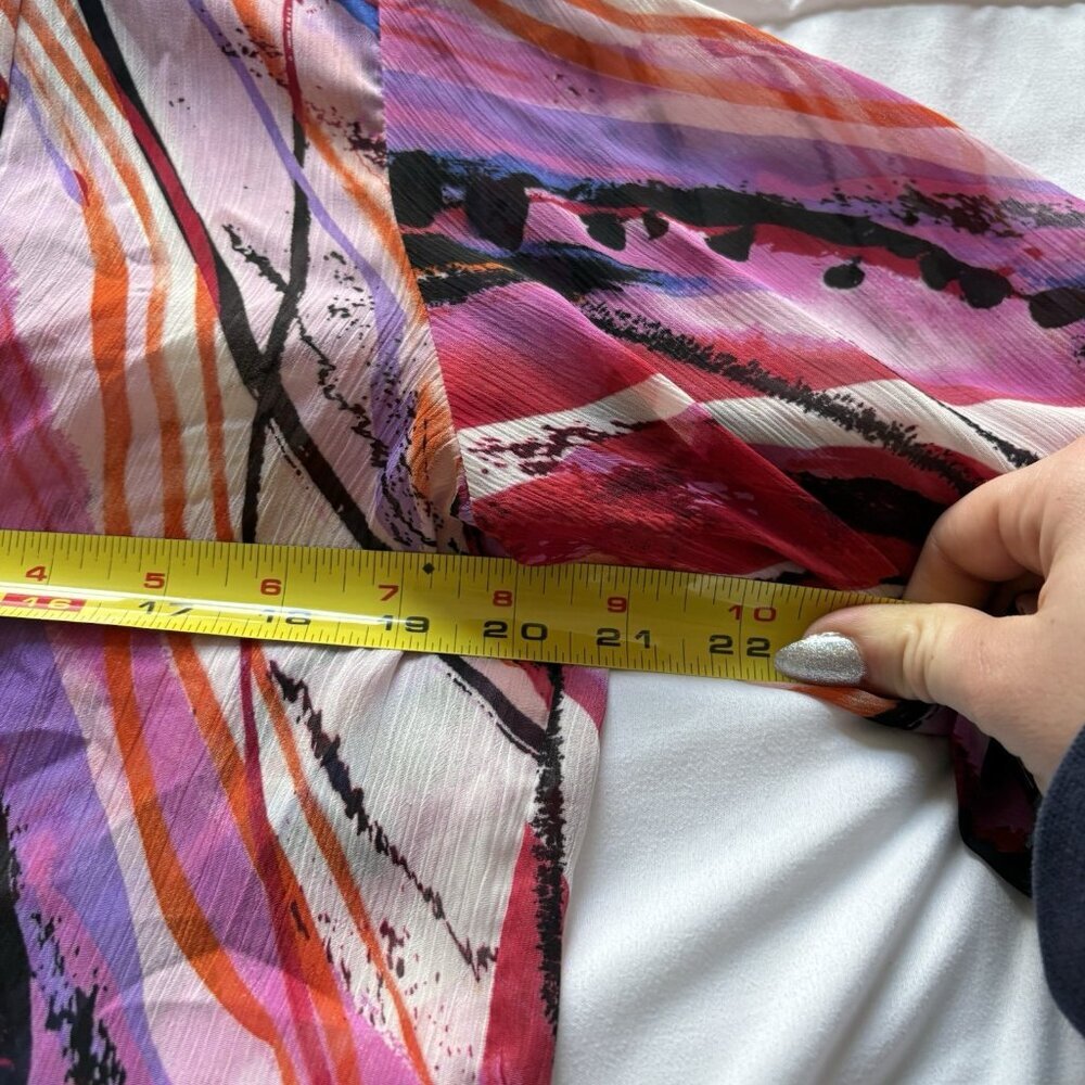Vintage Y2K Womens Size P Large 3/4 Sleeve Abstract Purple Art Cardigan - Picture 5 of 8